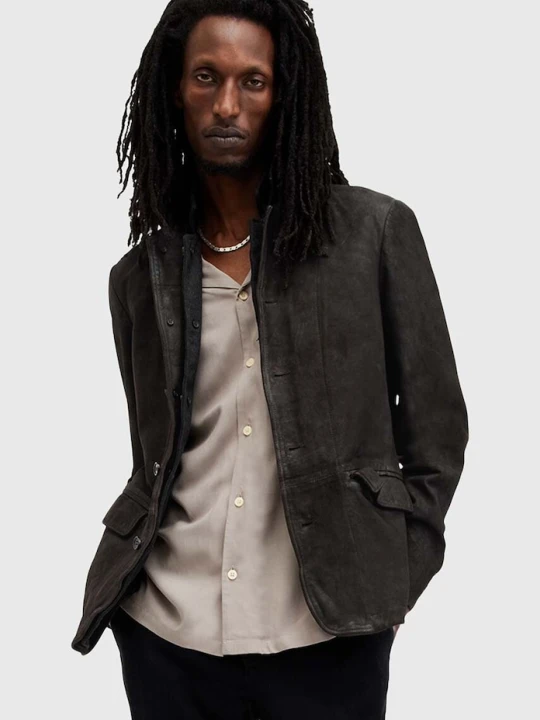 Zdjęcie produktu AllSaints kurtka skórzana SURVEY LTHR BLAZER szary