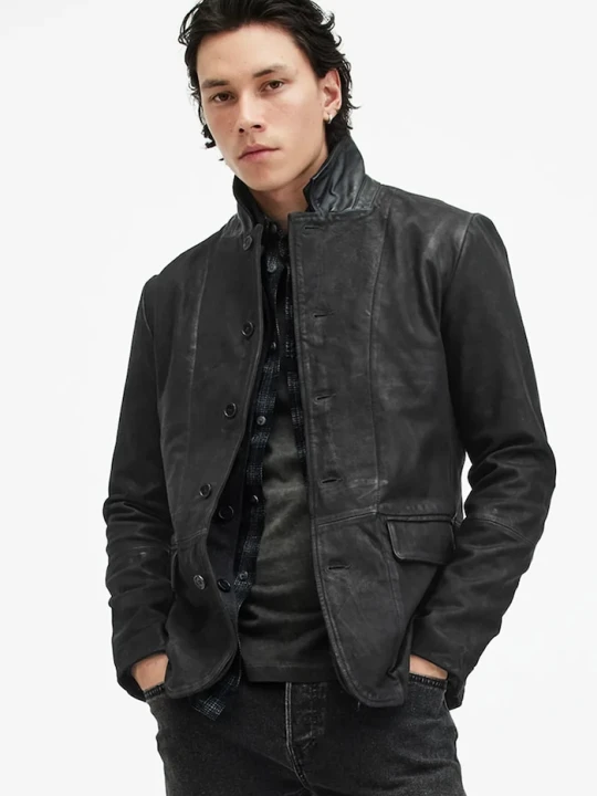 Zdjęcie produktu AllSaints kurtka skórzana SURVEY LTHR BLAZER czarny