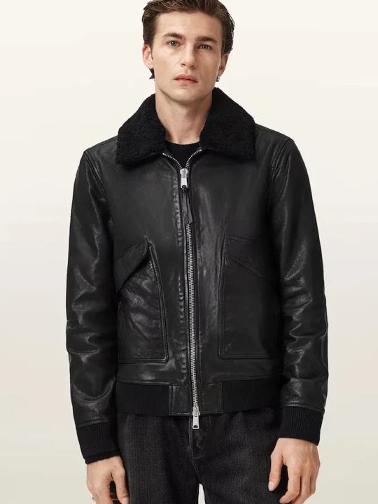 Zdjęcie produktu AllSaints kurtka skórzana VAUCLUSE czarny