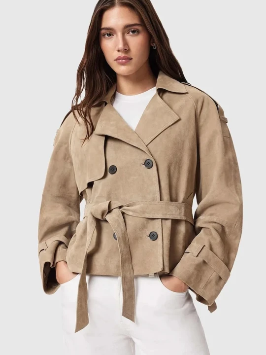 Zdjęcie produktu AllSaints kurtka zamszowa REED beżowy