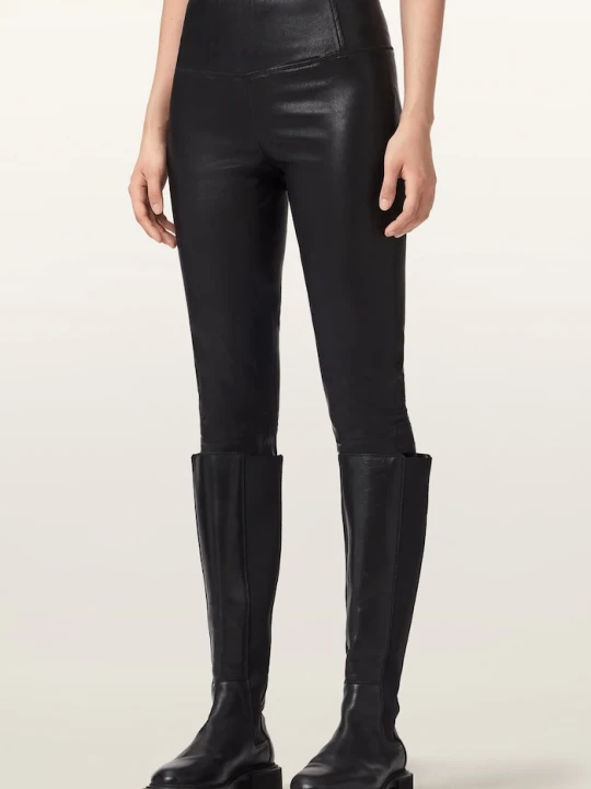 Zdjęcie produktu AllSaints legginsy damskie skórzane CORA LEATHER czarny