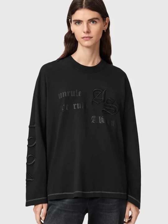 Zdjęcie produktu AllSaints longsleeve damski bawełniany UNRULY SUSIE LS TEE czarny