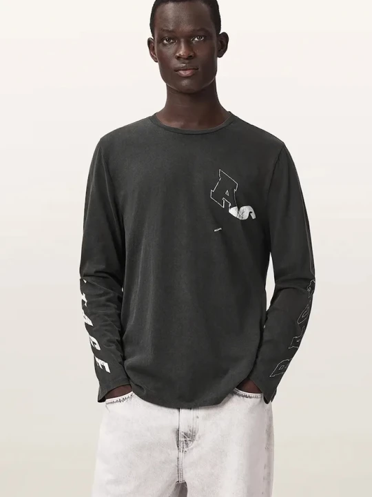 Zdjęcie produktu AllSaints longsleeve męski bawełniany UPSTAGED czarny