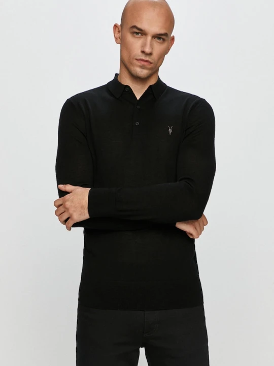 Zdjęcie produktu AllSaints – Longsleeve MODE MERINO LS POLO czarny