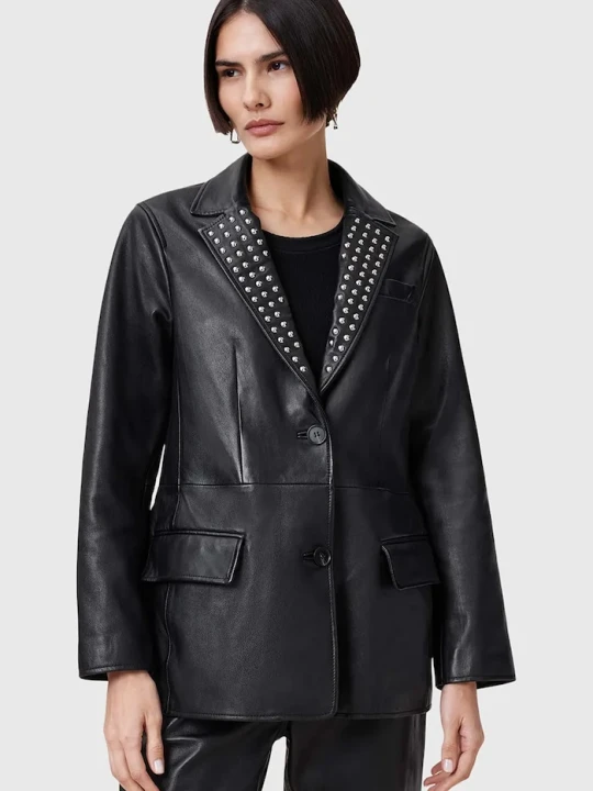 Zdjęcie produktu AllSaints marynarka skórzana CORINNA czarny