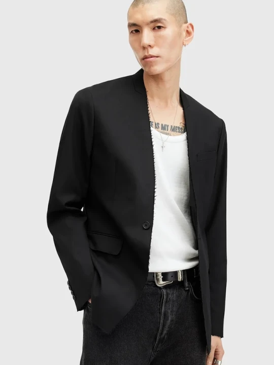 Zdjęcie produktu AllSaints marynarka z domieszką wełny WREN czarny