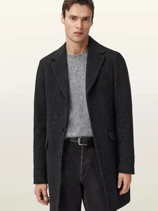 Zdjęcie produktu AllSaints płaszcz z dodatkiem wełny CASPIAN czarny
