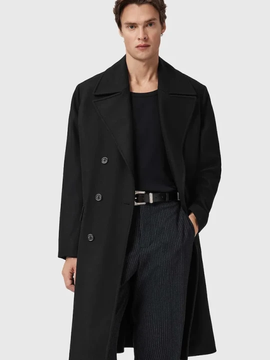 Zdjęcie produktu AllSaints płaszcz z dodatkiem wełny CURRAN czarny