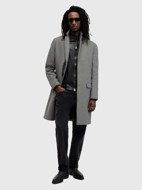 Zdjęcie produktu AllSaints płaszcz z domieszką wełny HAL COAT szary