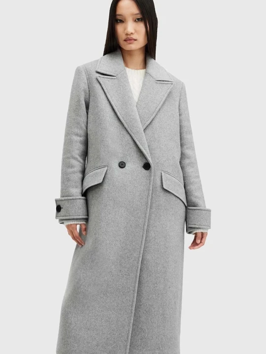 Zdjęcie produktu AllSaints płaszcz z domieszką wełny MABEL COAT szary