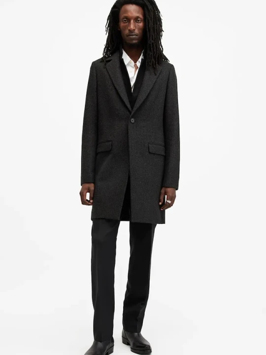 Zdjęcie produktu AllSaints płaszcz z domieszką wełny WIXX czarny