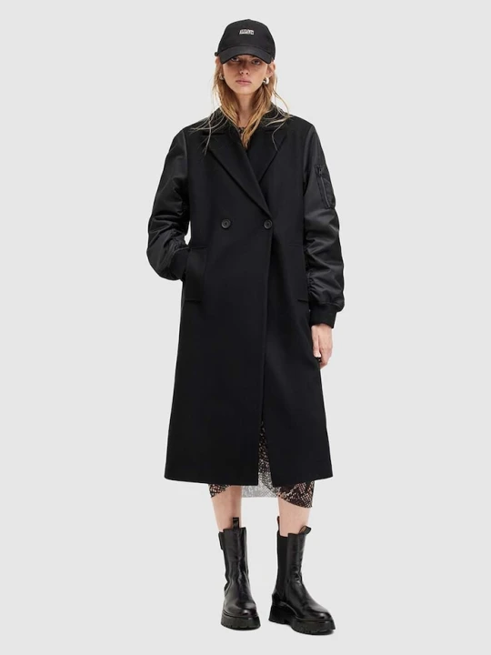 Zdjęcie produktu AllSaints płaszcz z wełną PAULAH czarny