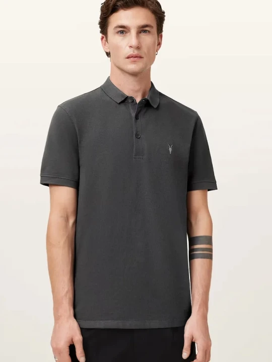 Zdjęcie produktu AllSaints polo męskie bawełniane szary