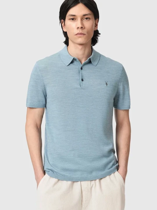 Zdjęcie produktu AllSaints polo męskie wełniane MODE niebieski