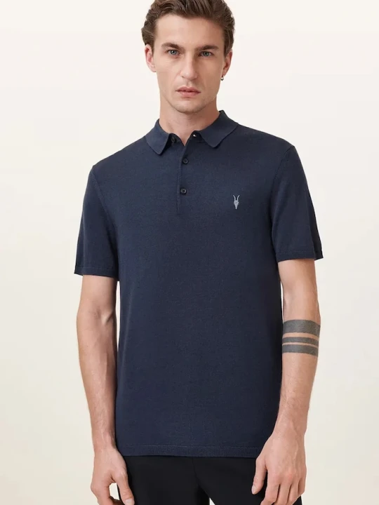 Zdjęcie produktu AllSaints polo męskie wełniane MODE granatowy
