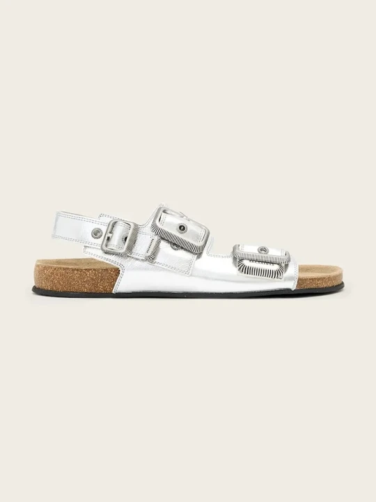 Zdjęcie produktu AllSaints sandały damskie skórzane Staffa Sandal srebrny