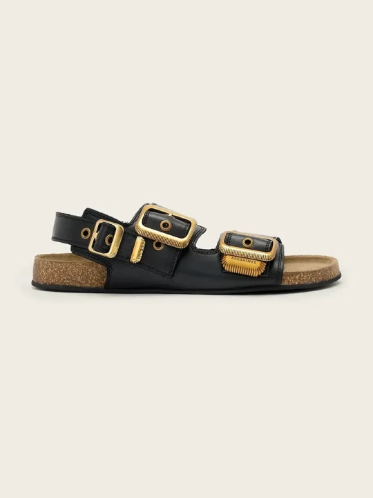 Zdjęcie produktu AllSaints sandały na płaskim obcasie damskie skórzane Staffa Sandal czarny