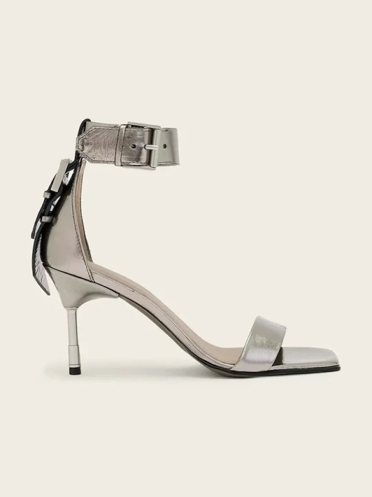 Zdjęcie produktu AllSaints sandały skórzane Noir Mid Sandal srebrny