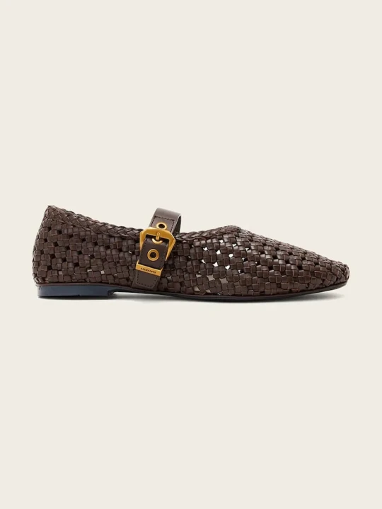 Zdjęcie produktu AllSaints sandały skórzane Sabine Woven Flat brązowy