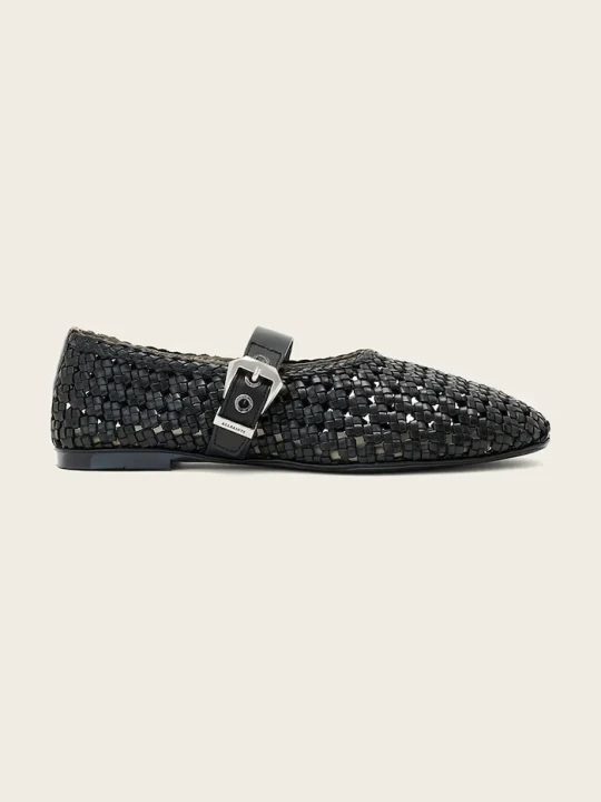 Zdjęcie produktu AllSaints sandały skórzane Sabine Woven Flat czarny