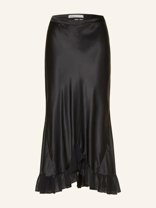 Zdjęcie produktu Allsaints Satynowa Spódnica Irma Z Jedwabiem I Falbankami schwarz CZARNY