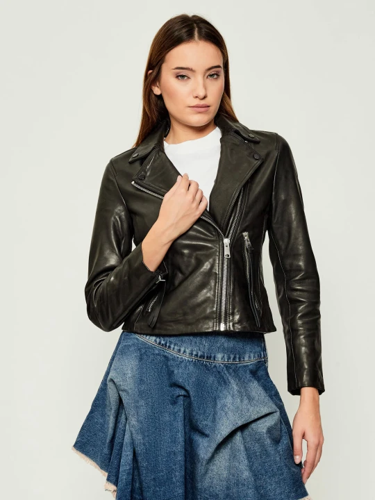 Zdjęcie produktu AllSaints Skórzana ramoneska DALBY | Slim Fit czarny