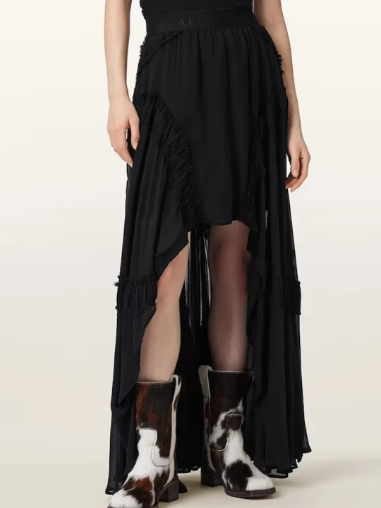 Zdjęcie produktu AllSaints spódnica asymetryczna z wiskozy DORINA czarny