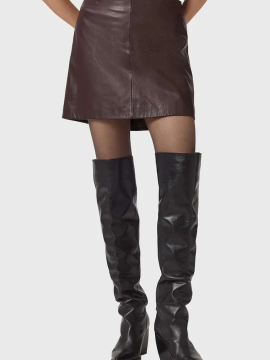 Zdjęcie produktu AllSaints spódnica skórzana RENAI bordowy