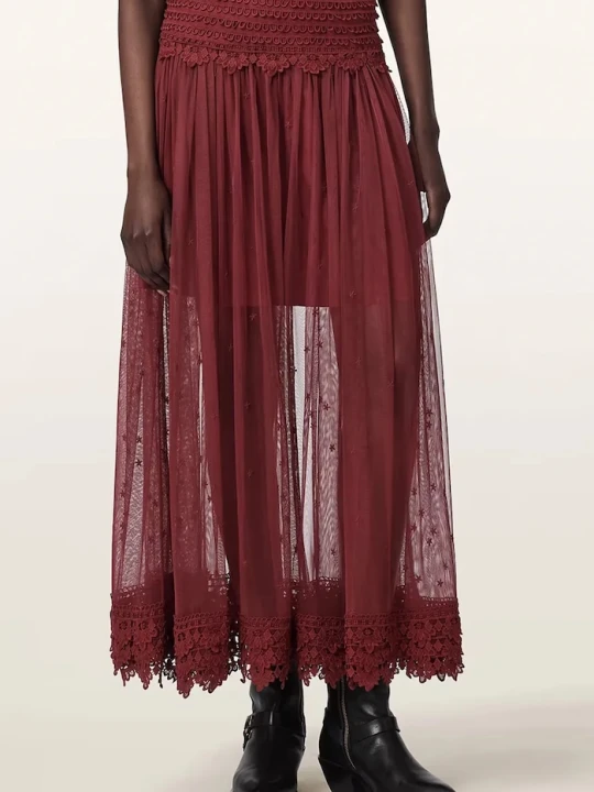 Zdjęcie produktu AllSaints spódnica TRIXIE LACE bordowy