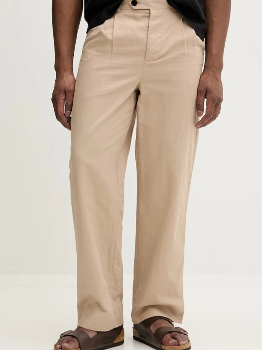 Zdjęcie produktu AllSaints spodnie chinos męskie lniane ROLAND beżowy