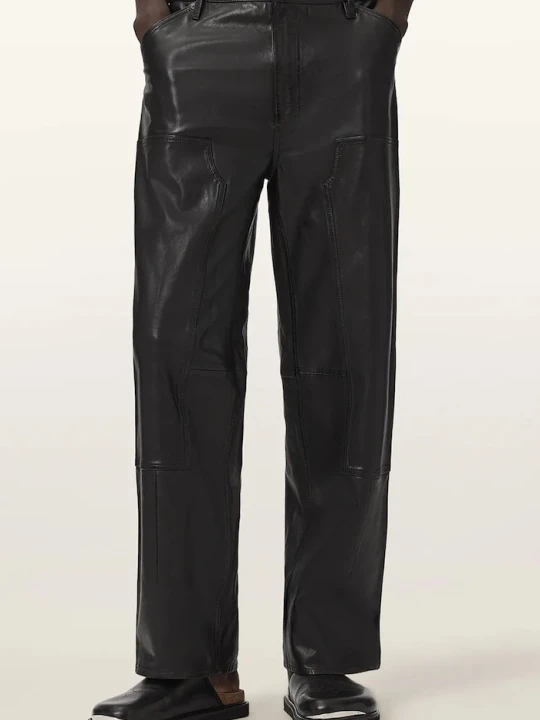 Zdjęcie produktu AllSaints spodnie męskie skórzane CARVER czarny