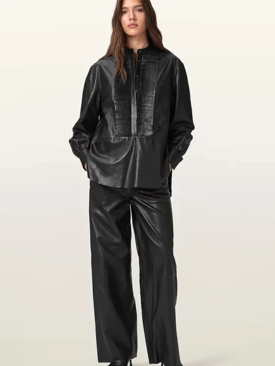 Zdjęcie produktu AllSaints spodnie skórzane ASH czarny
