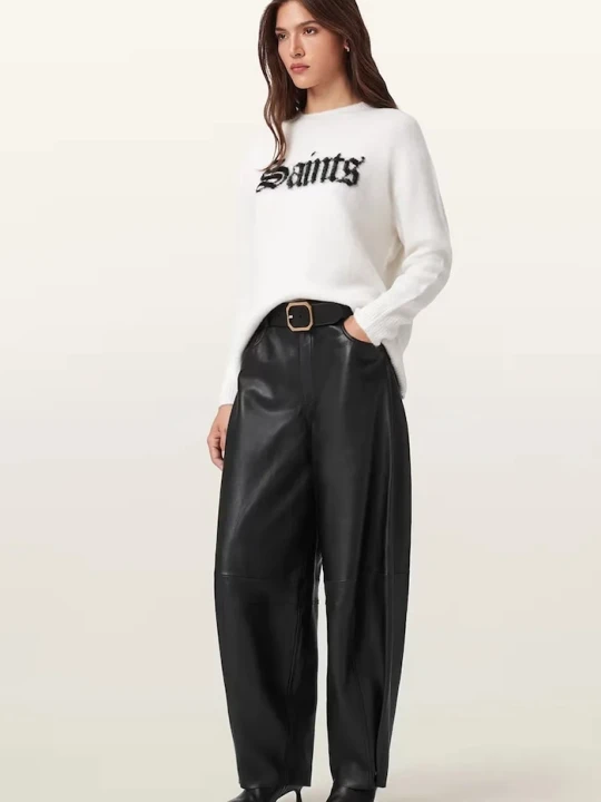 Zdjęcie produktu AllSaints spodnie skórzane JETT czarny