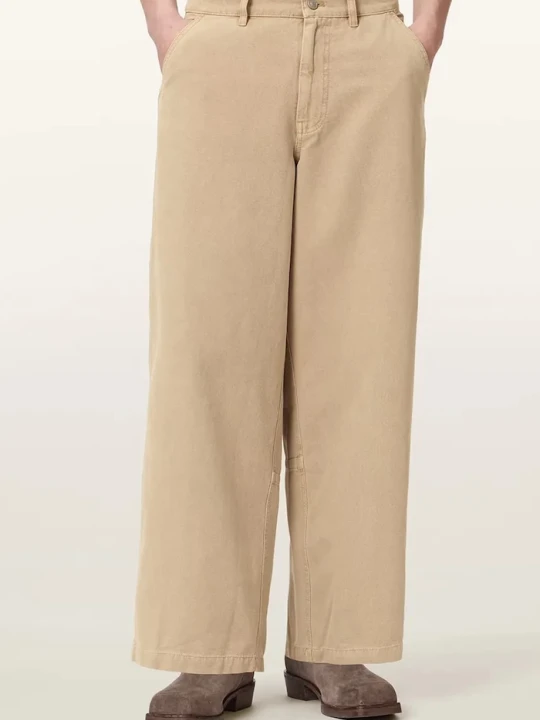 Zdjęcie produktu AllSaints spodnie wide leg męskie bawełniane JACKSON beżowy