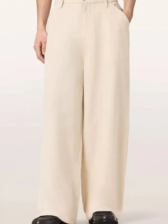 Zdjęcie produktu AllSaints spodnie wide leg męskie bawełniane JACKSON beżowy