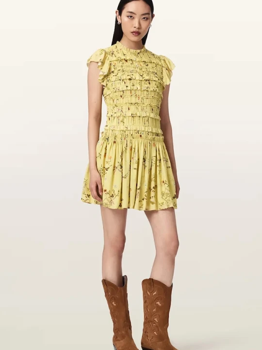 Zdjęcie produktu AllSaints sukienka letnia z modalu LAUREN żółty