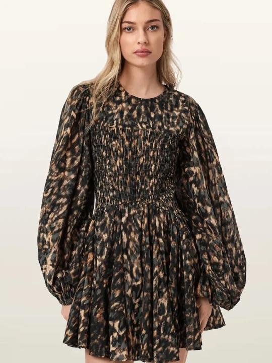 Zdjęcie produktu AllSaints sukienka rozkloszowana bawełniana CHIA brązowy
