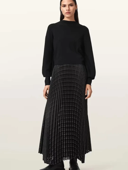 Zdjęcie produktu AllSaints sukienka ze sweterkiem z wiskozy czarny