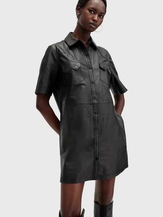 Zdjęcie produktu AllSaints sukienka skórzana ROCK DRESS czarny