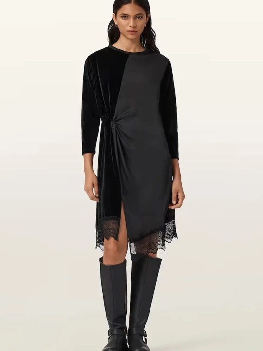 Zdjęcie produktu AllSaints sukienka welurowa czarny