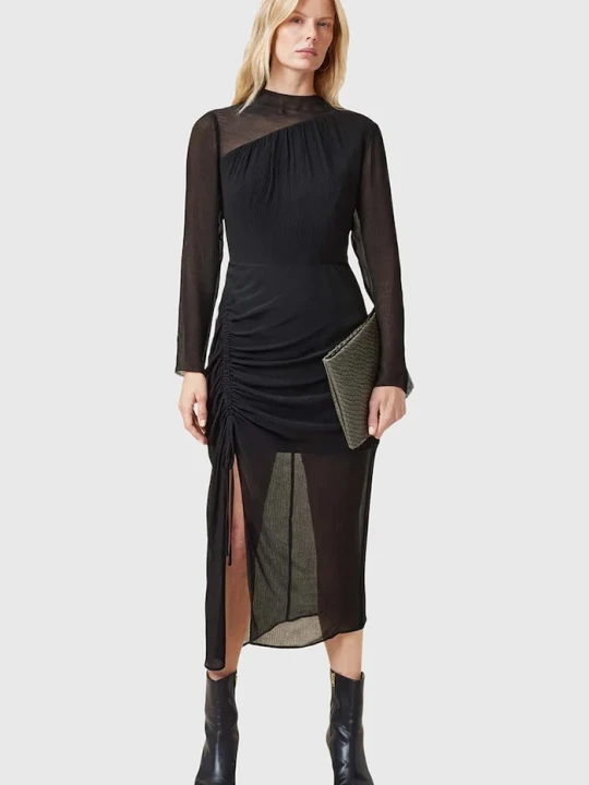 Zdjęcie produktu AllSaints sukienka z domieszką jedwabiu RIZO czarny