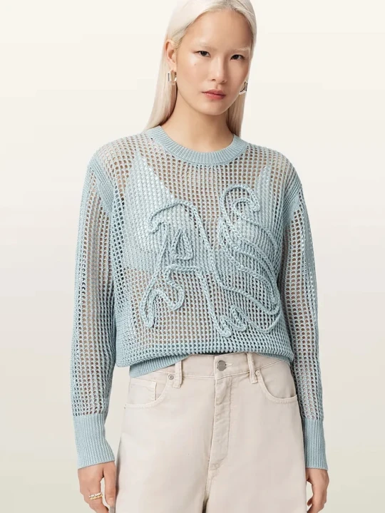 Zdjęcie produktu AllSaints sweter damski z wiskozą RAELYN niebieski
