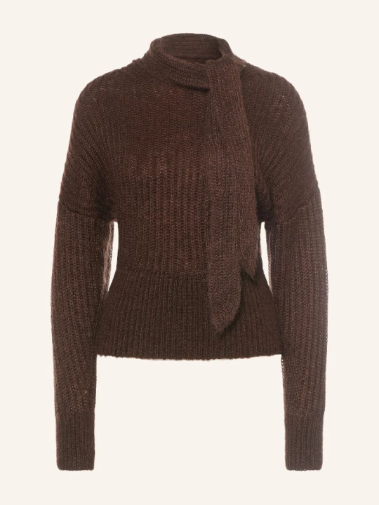 Zdjęcie produktu Allsaints Sweter Etty Z Moheru Z Kokardką braun CIEMNOBRĄZOWY