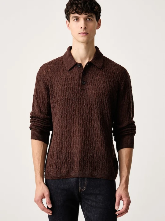 Zdjęcie produktu AllSaints sweter męski z wełną CYCLONE brązowy