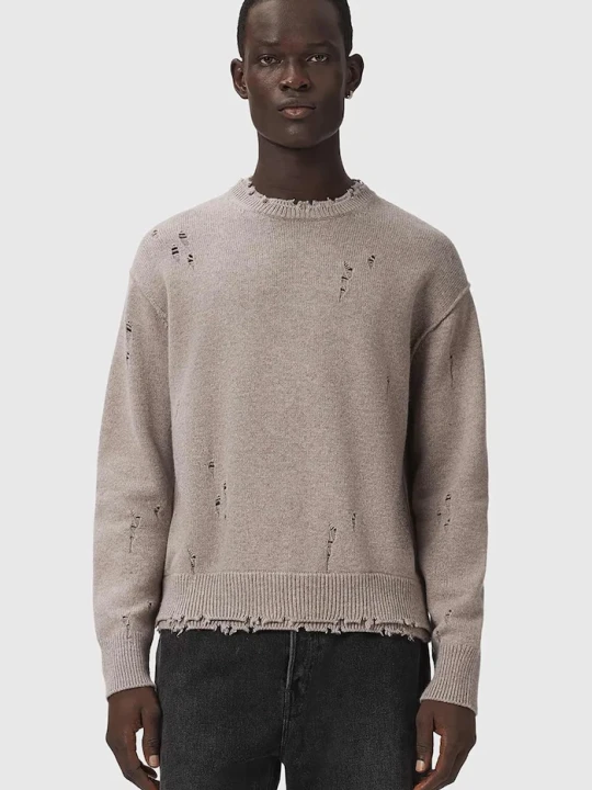 Zdjęcie produktu AllSaints sweter męski z wełną WOLF beżowy