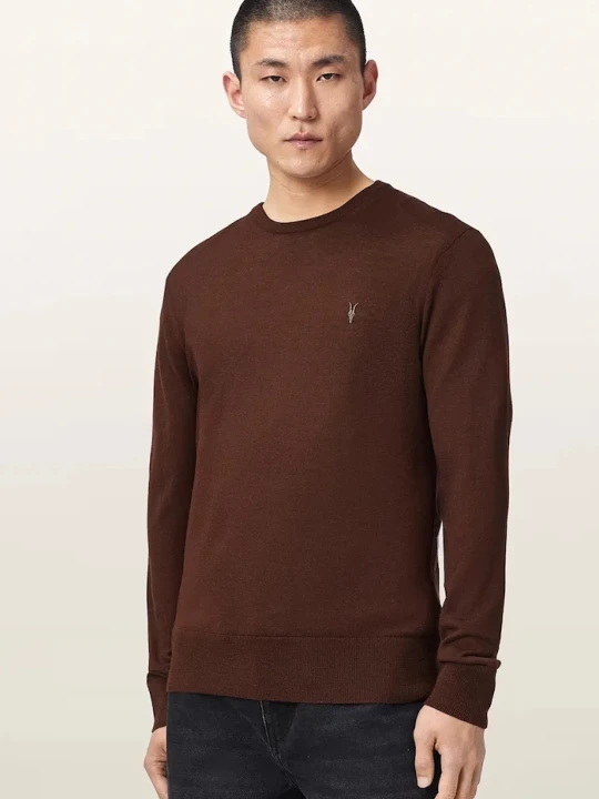 Zdjęcie produktu AllSaints sweter męski z wełny merino brązowy
