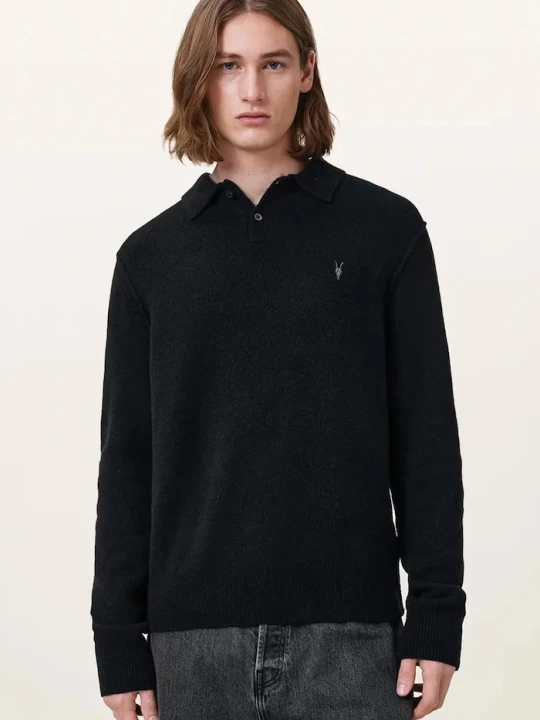 Zdjęcie produktu AllSaints sweter męski z wiskozą STATTEN czarny