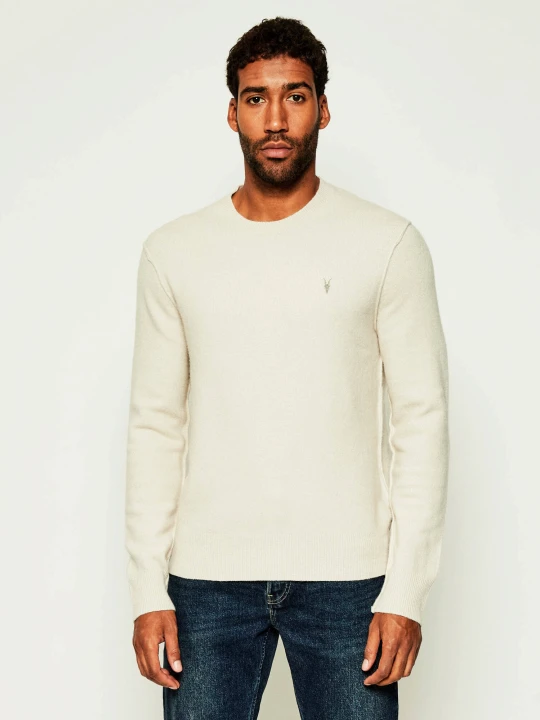 Zdjęcie produktu AllSaints Sweter STATTEN | Regular Fit | z dodatkiem wełny beżowy
