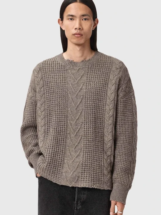 Zdjęcie produktu AllSaints sweter z dodatkiem wełny beżowy