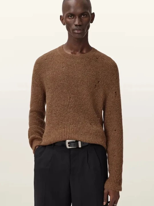 Zdjęcie produktu AllSaints sweter z dodatkiem wełny brązowy
